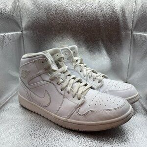 Size‎ 11.5 - Air Jordan 1 Mid White Mens Lace Up Sneaker Shoes 554724-100